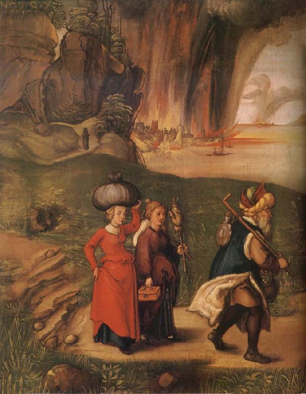 Albrecht Durer Lot flees with his family from sodom France oil painting art